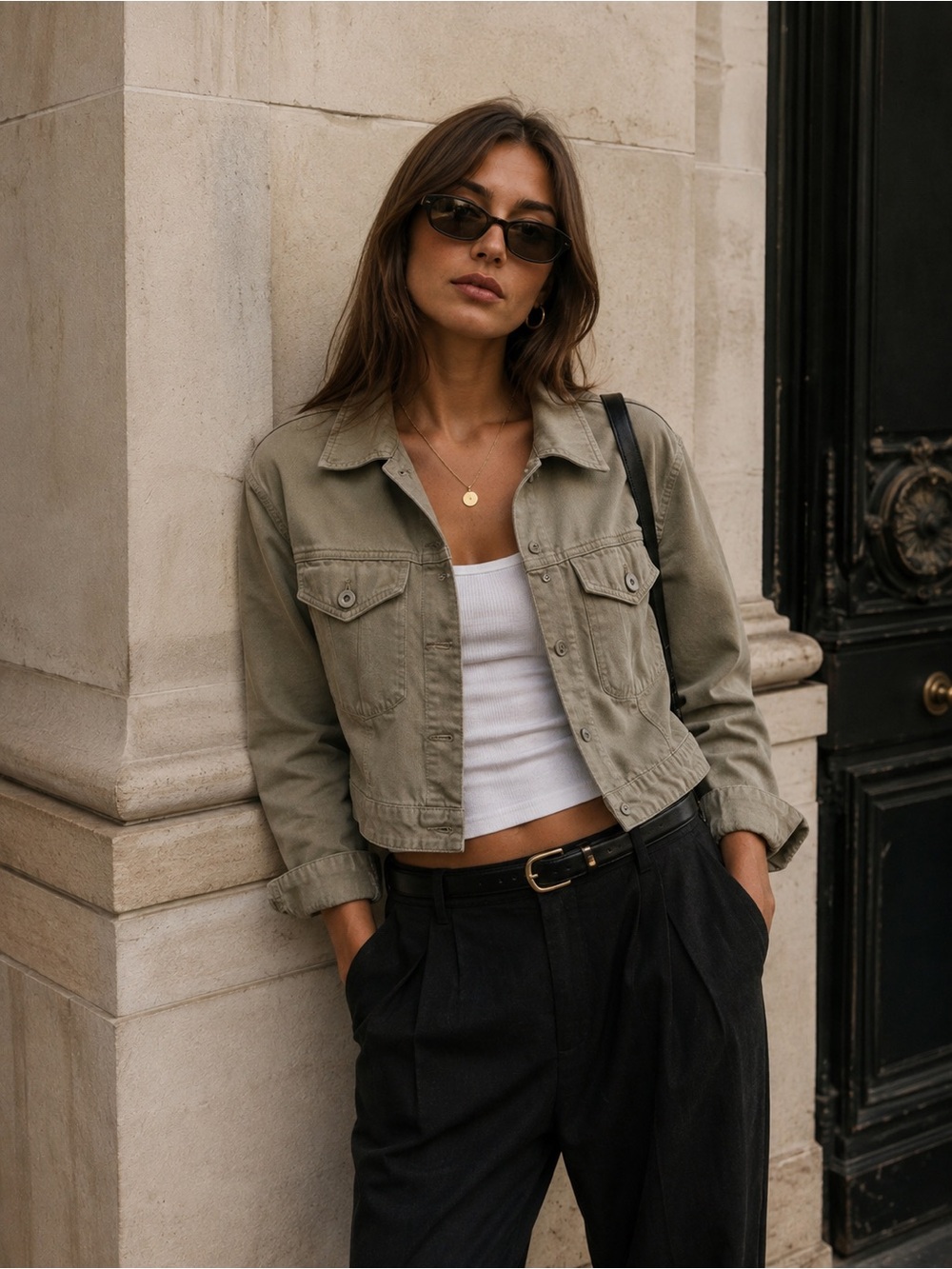 Uniqlo Cropped Jacket in Olive